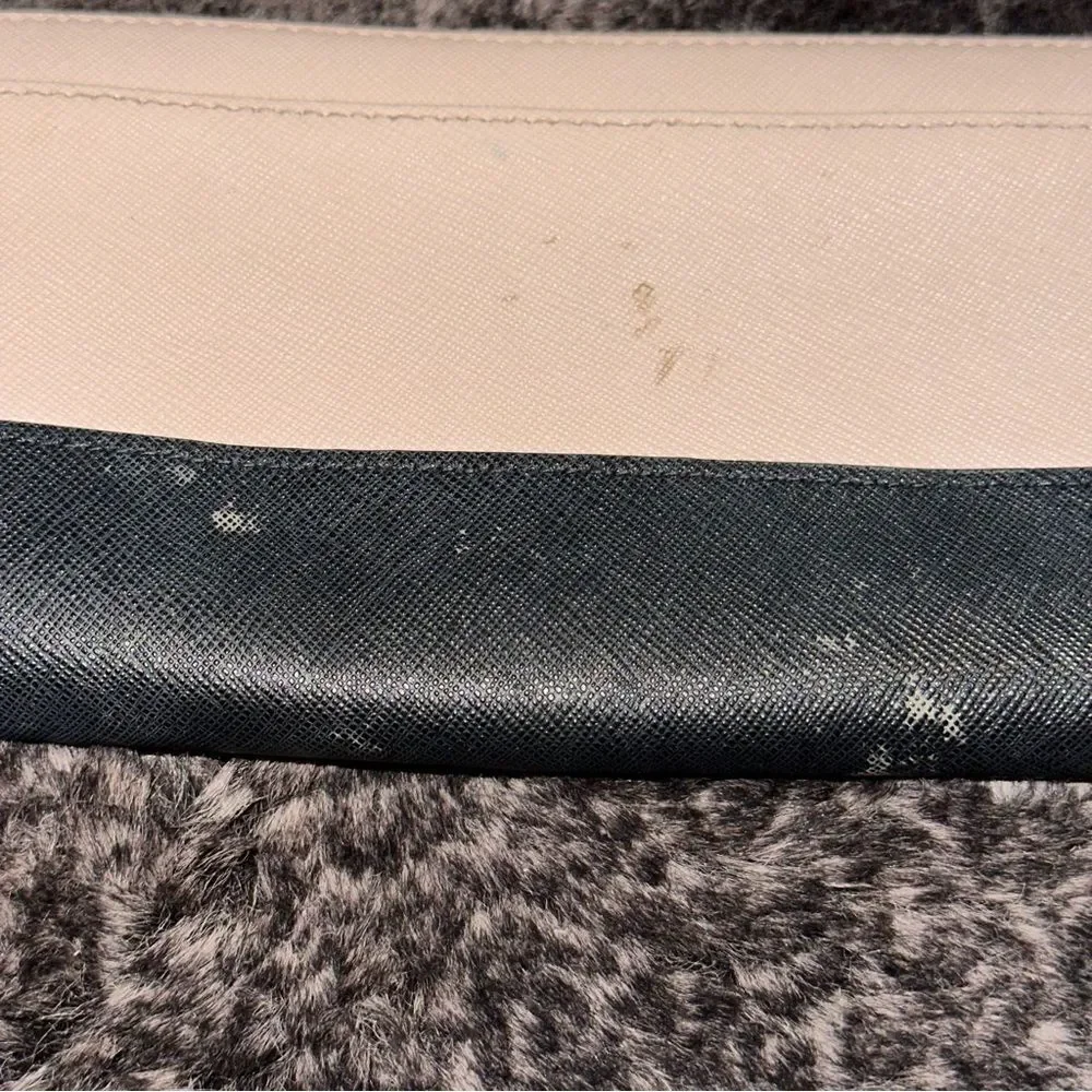 Kate Spade Taupe Black Colorblock Laurel Way Large Wallet Minimalist Preppy Chic